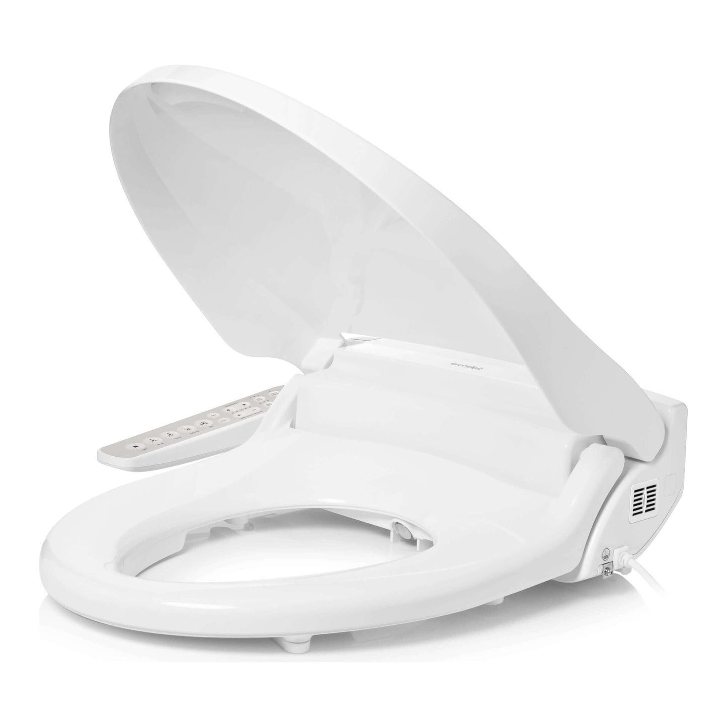Swash Select DR801 Bidet Seat - side angled view with lid ajar