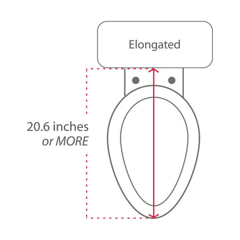Lotus Bidet Seat ATS-909 - top view of elongated dimensions diagram