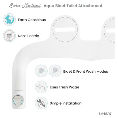 Aqua Non-Electric Bidet Toilet Attachment - top view with features listed