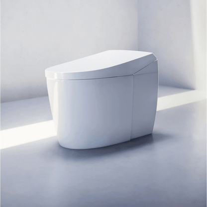 Neorest AS Integrated Smart Bidet Toilet - side angled view in a bathroom