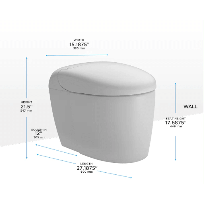 Neorest RS Integrated Smart Bidet Toilet - side angled view with features listed