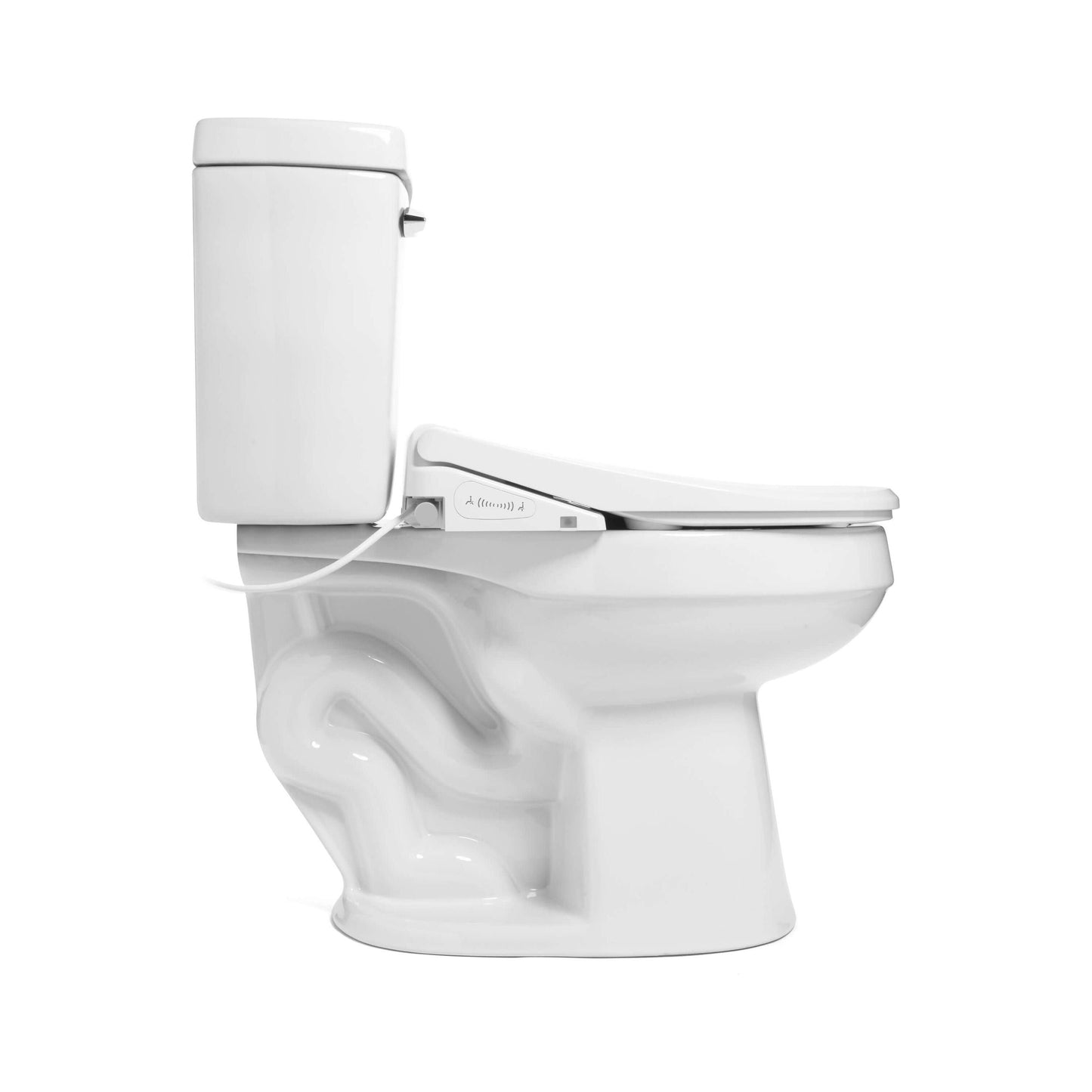 Swash Thinline T44 Bidet Seat - side view attached to a toilet
