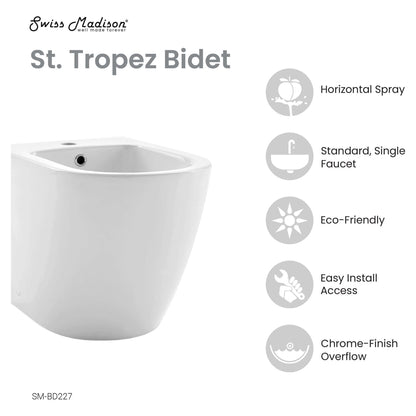 St. Tropez Bidet - side angled view with features listed