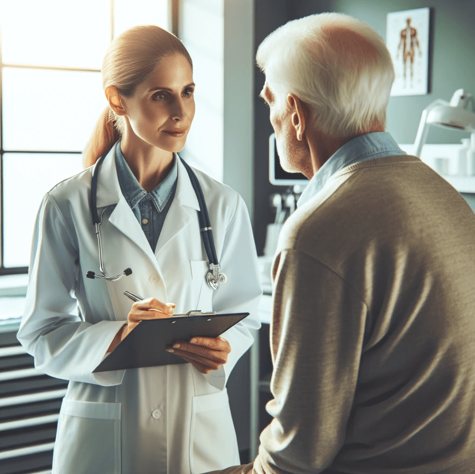 Doctor consults with a patient about bidets