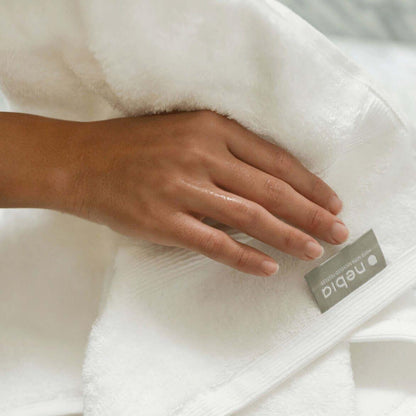 Nebia Hand Towel - top view of hand resting on towel