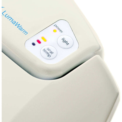 LumaWarm Heated Nightlight Toilet Seat - top angled view control panel in beige color