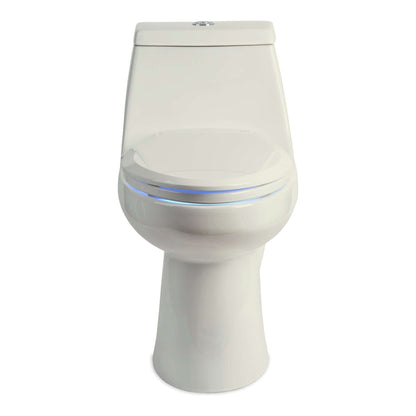 LumaWarm Heated Nightlight Toilet Seat - front view attached to a toilet