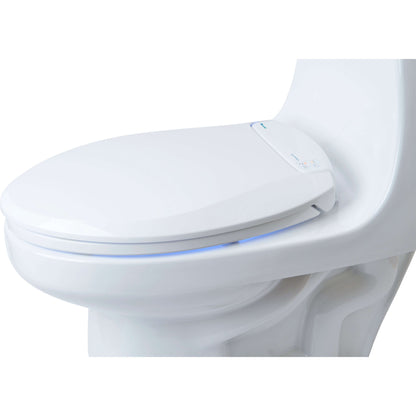 LumaWarm Heated Nightlight Toilet Seat - side angled view attached to a toilet