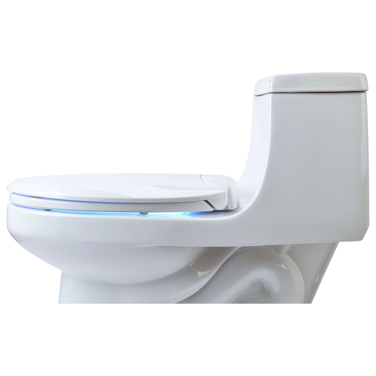 LumaWarm Heated Nightlight Toilet Seat - side view attached to a toilet