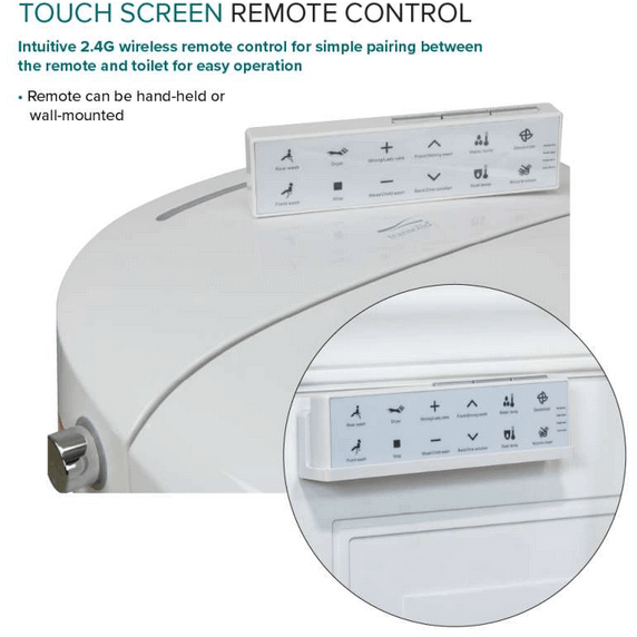 Ginger TL-77780-A Elongated Smart Bidet Toilet - top view of control panel