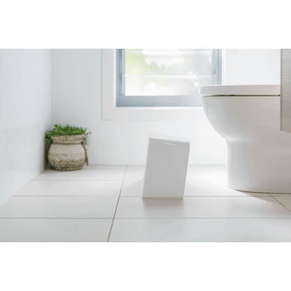 The PROPPR Acer - White Toilet Foot Stool - side view in a bathroom