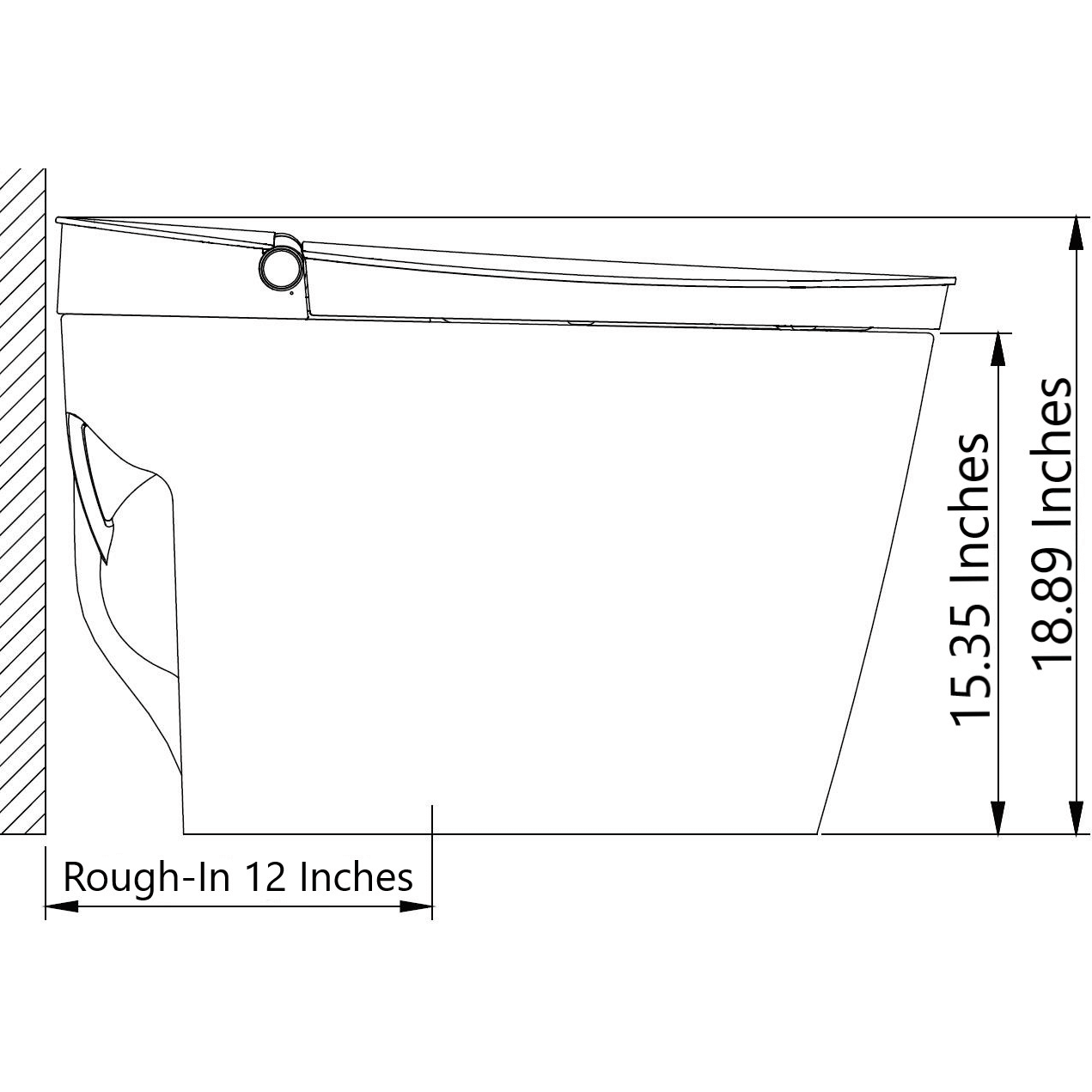 SLi3000 One-Piece Intelligent Toilet - side view diagram with dimensions listed