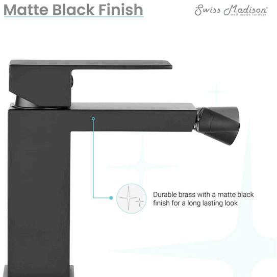 Concorde Bidet Faucet - left side view in color black with features listed