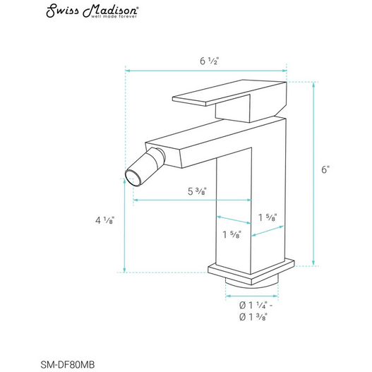 Concorde Bidet Faucet - side angled view diagram