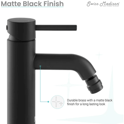 Ivy Bidet Faucet - side view in color black with features listed