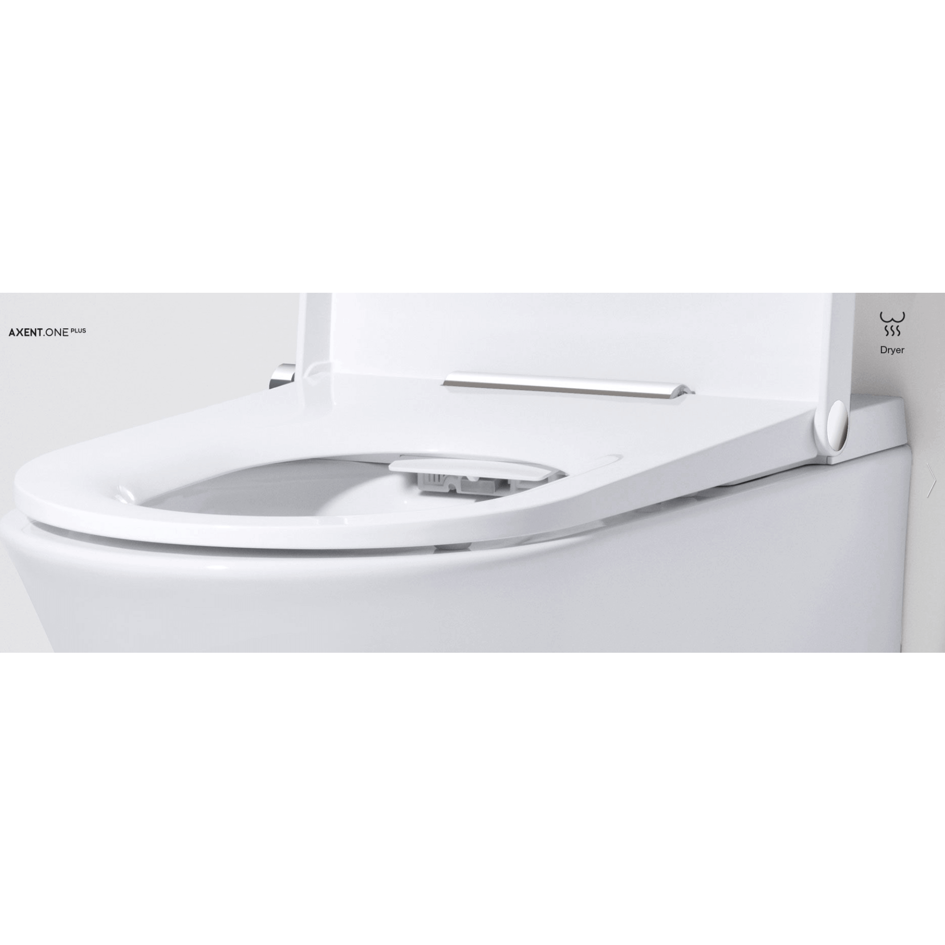 AXENT One Plus Wall Hung Intelligent Toilet - angled view of seat