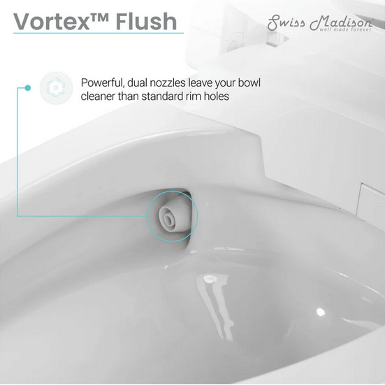 Avancer Smart Tankless Elongated Toilet and Bidet, Touchless Vortex Dual-Flush 1.1/1.6 gpf - side angled view of parts