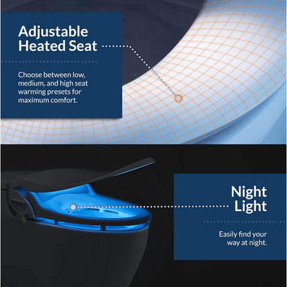 Slim Two Bidet Seat - side angled view of nightlight with features listed