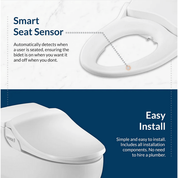Slim Two Bidet Seat - side angled view with features listed