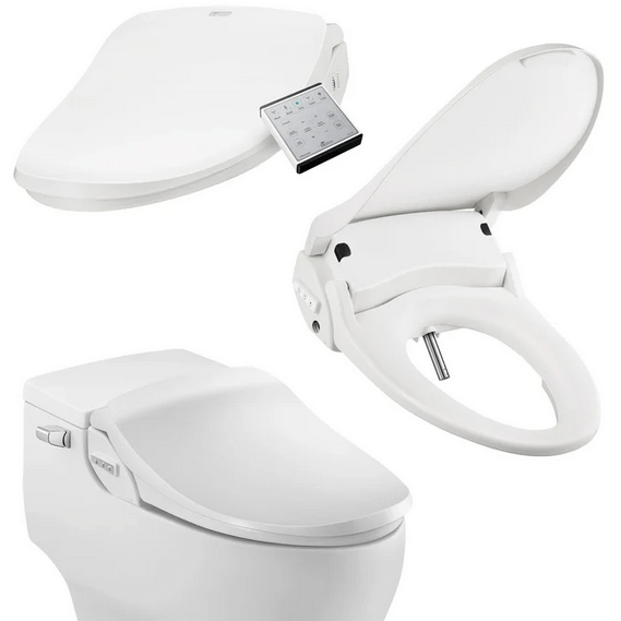 Slim Two Bidet Seat - multi-angled views with lid open and closed