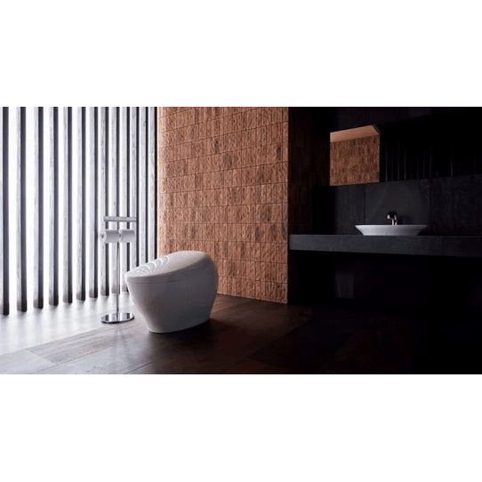 Neorest NX1 Dual Flush Bidet Toilet - side angled view in a bathroom